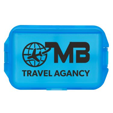 Plastic blue medicine box branded with your logo.