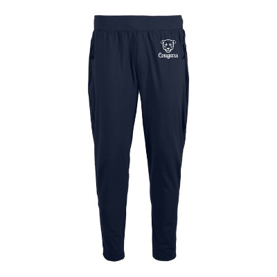 Customized navy jogger with one color imprint.