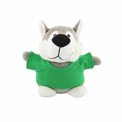 Plush and cotton kelly green bean bag buddy wolf blank.