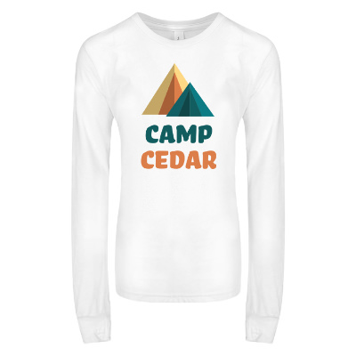 Solid white triblend tee with custom full color logo.