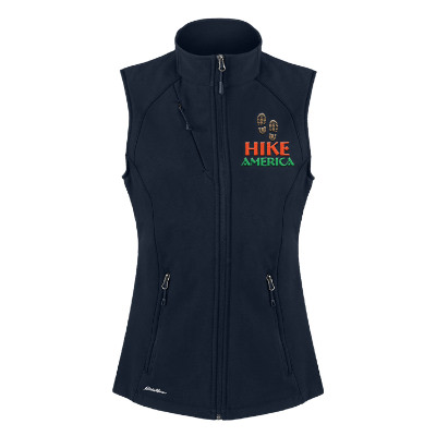 Black soft shell vest with custom embroidered logo.