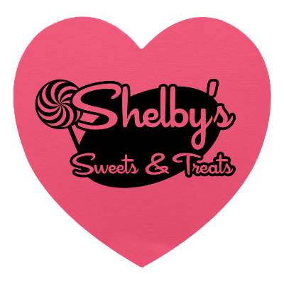 Pink heart vinyl jar opener with custom printed logo.