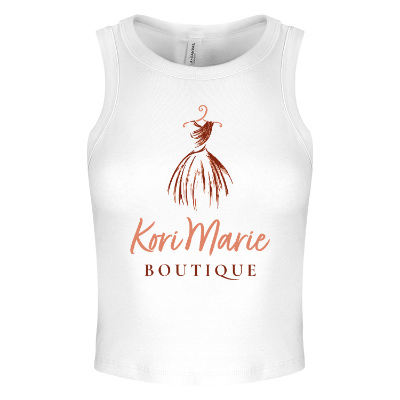 Solid white blend tank with custom full color logo.