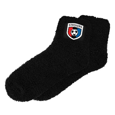 Custom black socks with full color logo.