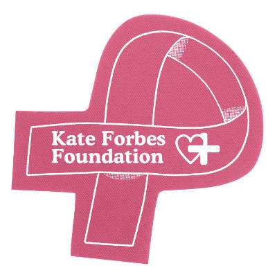 Pink ribbon rubber jar opener with custom printed logo.