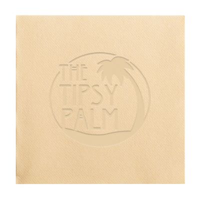 2Ply tissue caramel color debossed linen cocktail napkins imprinted.