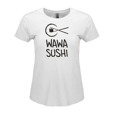 White ladies' tee with personalized logo.