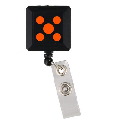 White badge holder with custom one-color imprint.
