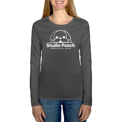 Charcoal long sleeve t-shirt with custom imprint.