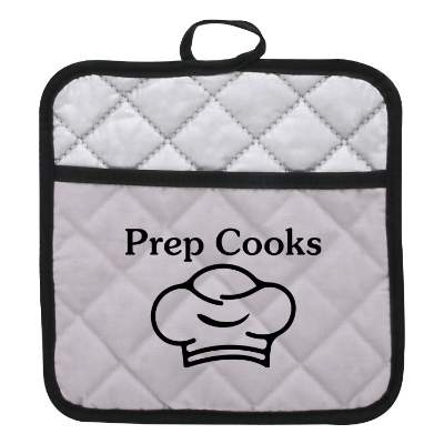 Silver therma-grip large pocket pot holder with custom logo.