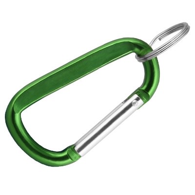 Metal green 8mm carabiner split ring keychain blank.