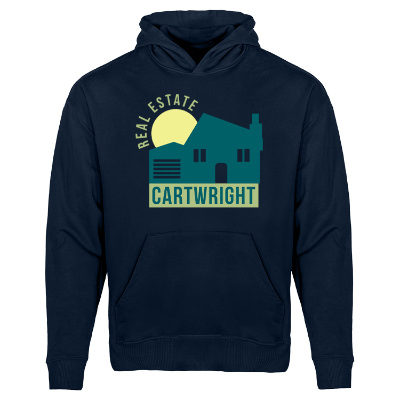 Custom french navy sweatshirt with full color logo.