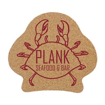 Cork large crab coaster with imprinting.