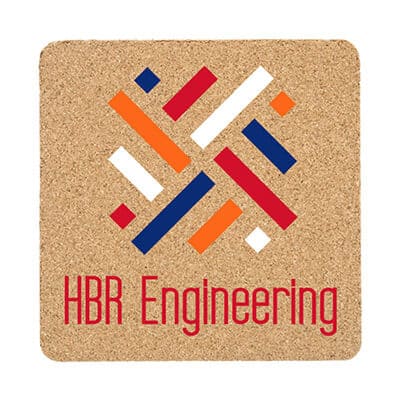 5 inch cork square coaster with full color logo.