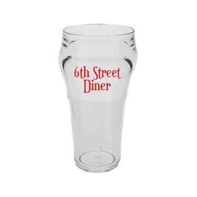 Acrylic clear beer glass with custom logo in 16 ounces.