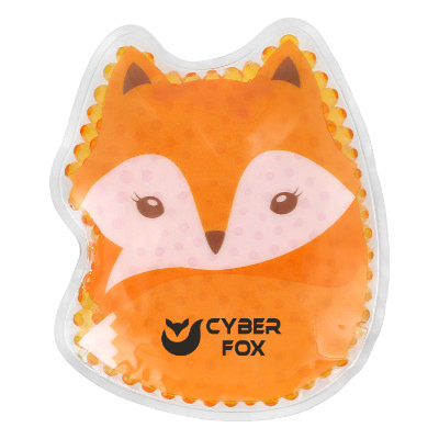 Orange plastic hot and cold pack with a branded logo.