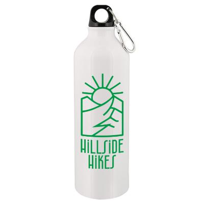 White aluminum bottle with custom logo.