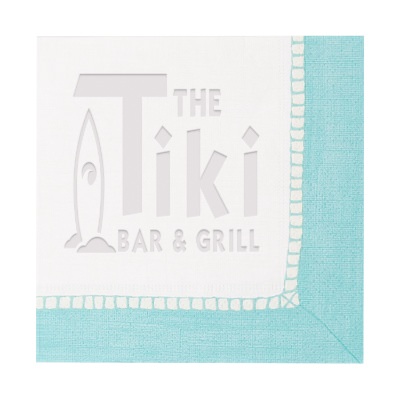 2Ply tissue sherbert red debossed cocktail napkins custom printed.