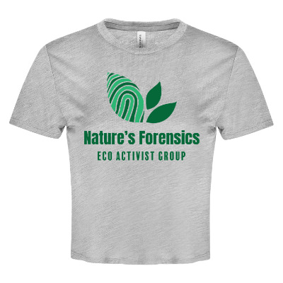 Athletic heather crop tee with custom full color logo.