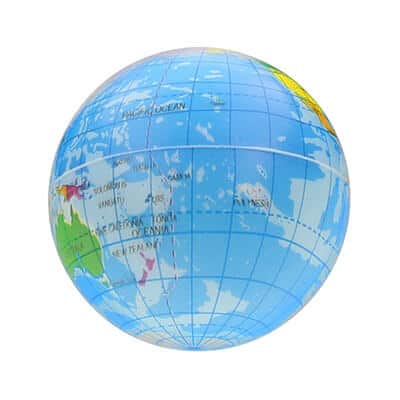 Foam 3 inch printed globe stress ball blank.