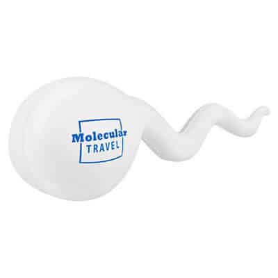 Foam sperm stress reliever with custom imprint.