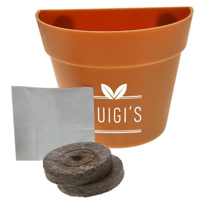 Terra cotta plastic personalized planter kit.