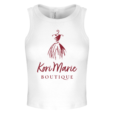 Solid white blend tank with custom logo.