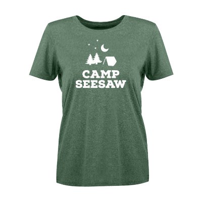 Bottle green heather women's t-shirt with custom logo.