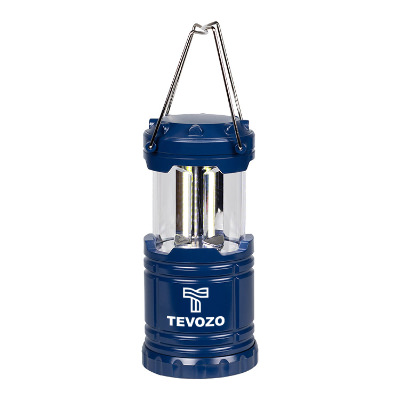 Metal blue lantern with custom logo.