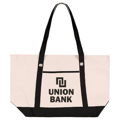 Cotton canvas black large sailor tote with promotional logo.