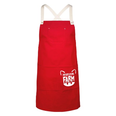One hundred percent cotton la cuisine apron with one color custom imprint.