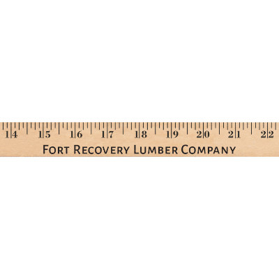 Custom design on natural wood yardstick.