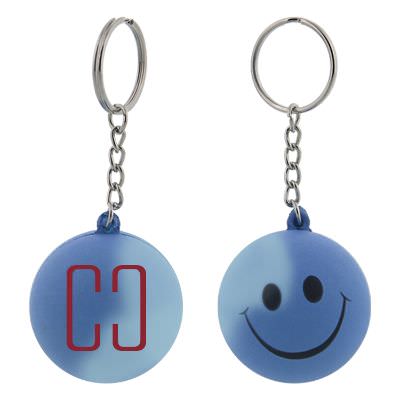 Foam orange to yellow smiling key chain mood squeezie logoed.