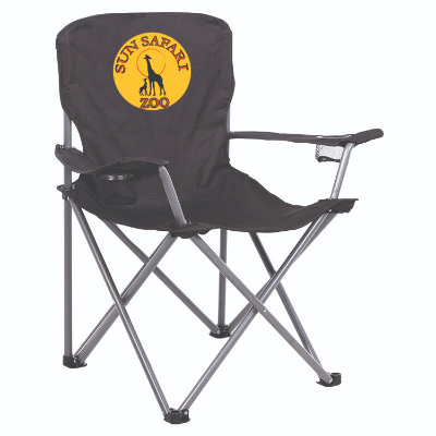 Black polyester chair with a personalized logo.