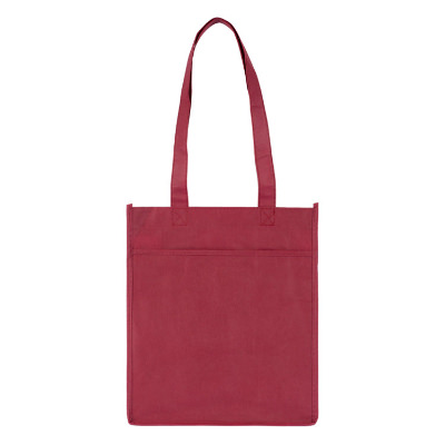 Non-woven polypropylene burgundy six bottle tote blank.