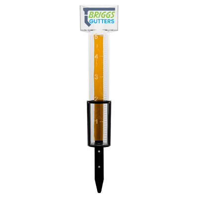 Plastic clear custom rain gauge.