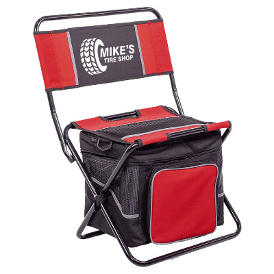 Red polyester chair with a personalized imprint.