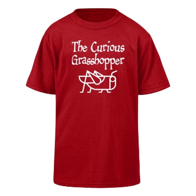 Red youth custom imprinted short sleeve shirt.