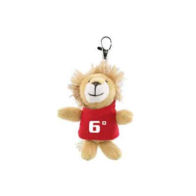 Plush and cotton red wild bunch key tag lion with personalized logo.