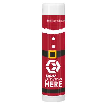 Imprinted Santa costume lip balm.