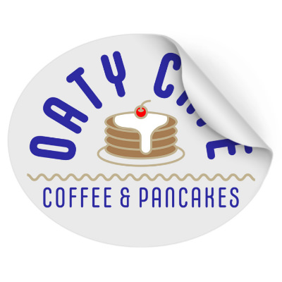 5x4 inch oval sticker with full color custom imprint.