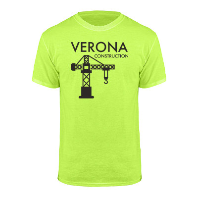Custom safety green dri-power active t-shirt with logo.