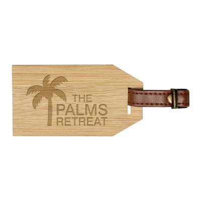 Engraved natural luggage tag with imprint.