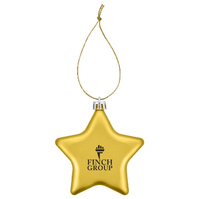 Gold polypropylene ornament with a customized logo