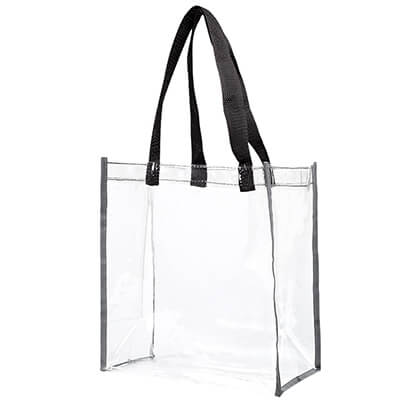 Plastic clear reflective tote blank.