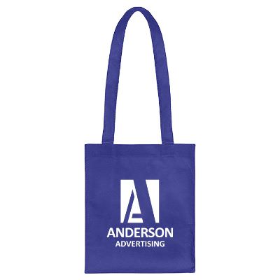 Polypropylene navy blue mini elm tote bag with custom imprint.