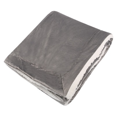Solid gray sherpa throw blanket blank.