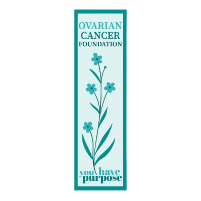 White cardstock bookmark with a personalized logo.