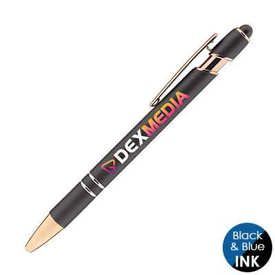 Custom rose gold accented metal full color pen.