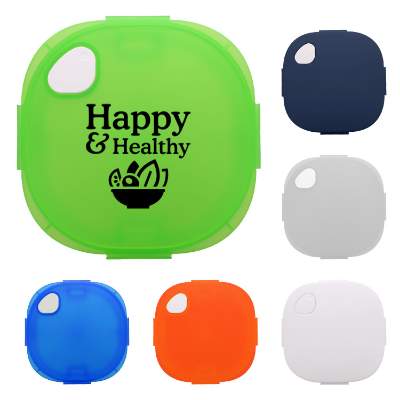 Translucent lime steam-in container with personalized logo.